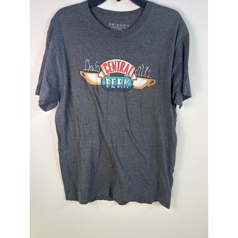 Friends TV Show Central Perk T Shirt Graphic Tee Charcoal Grey Coffee Size L
